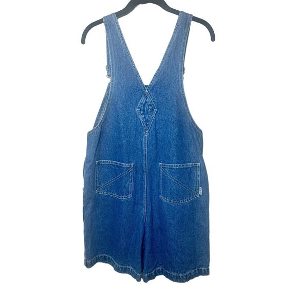 Vintage L.L. Bean Girls Denim Overall Shorts Carpenter Pockets Size Large 14/16 - Picture 4 of 9